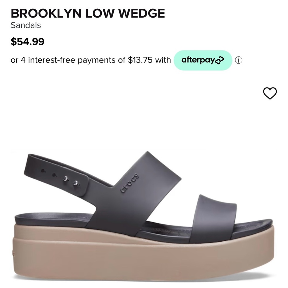 CROCS Brooklyn Low Wedge in Black/Mushroom